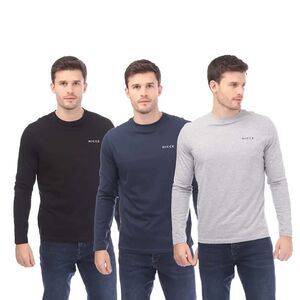 Nicce Mens Julian Long-Sleeved T-Shirt (Pack of 3) / Black/Navy/Gray